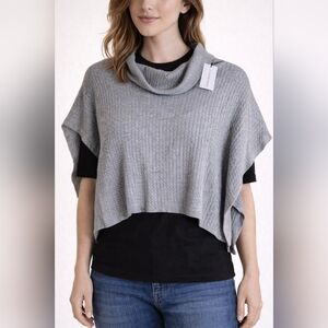 WeWoreWhat Gray Ribbed Knit Crop Poncho Top L/XL NWT